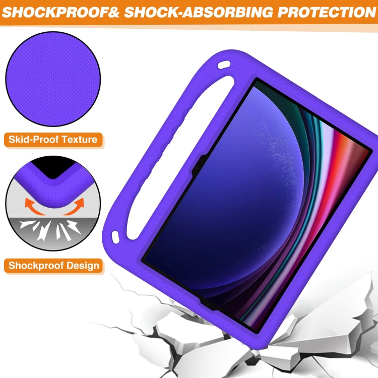 For Samsung Galaxy Tab S9 Handle EVA Shockproof Tablet Case with Holder(Purple) - Galaxy Tab S9 Cases by buy2fix | Online Shopping UK | buy2fix