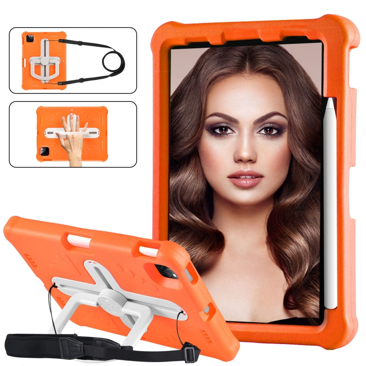 For iPad Air 11 2024 Shield 360 Rotation Handle EVA Shockproof PC Tablet Case(Orange Beige) - iPad Air 11 2024 Cases by buy2fix | Online Shopping UK | buy2fix