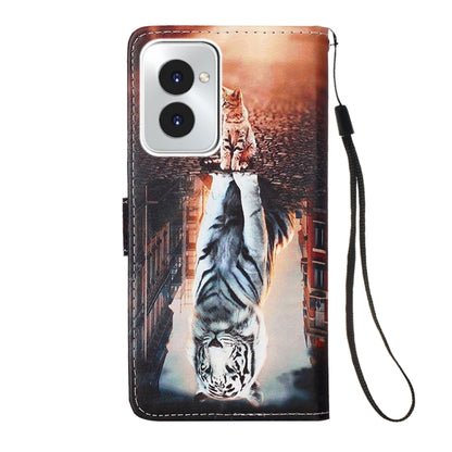 For Motorola Moto G Power 5G 2024 Colored Drawing Pattern Plain Weave Leather Phone Case(Cats And Tigers) - Motorola Cases by buy2fix | Online Shopping UK | buy2fix