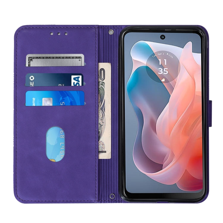 For Motorola Moto G Play 5G 2024 Crossbody 3D Embossed Flip Leather Phone Case(Purple) - Motorola Cases by buy2fix | Online Shopping UK | buy2fix