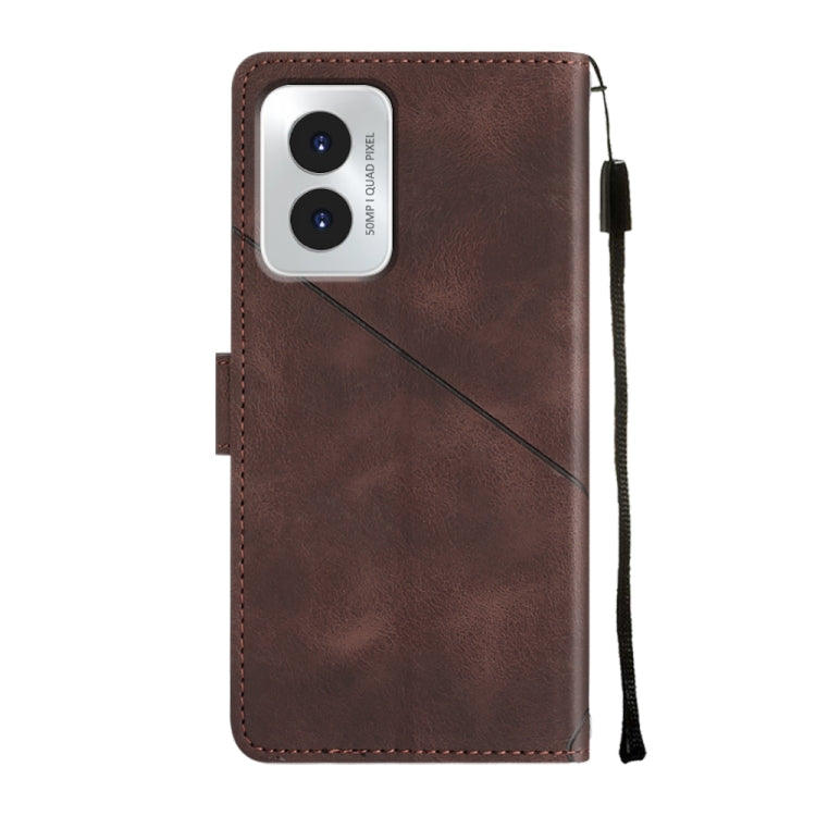 For Motorola Moto G Play 4G 2024 Skin Feel Embossed Leather Phone Case(Brown) - Motorola Cases by buy2fix | Online Shopping UK | buy2fix