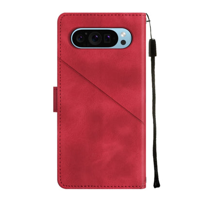 For Google Pixel 9 / 9 Pro Skin-feel Embossed Leather Phone Case(Red) - Google Cases by buy2fix | Online Shopping UK | buy2fix