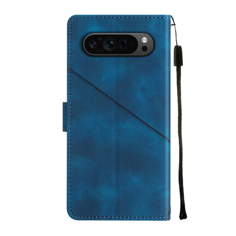 For Google Pixel 9 Pro XL Skin-feel Embossed Leather Phone Case(Blue) - Google Cases by buy2fix | Online Shopping UK | buy2fix