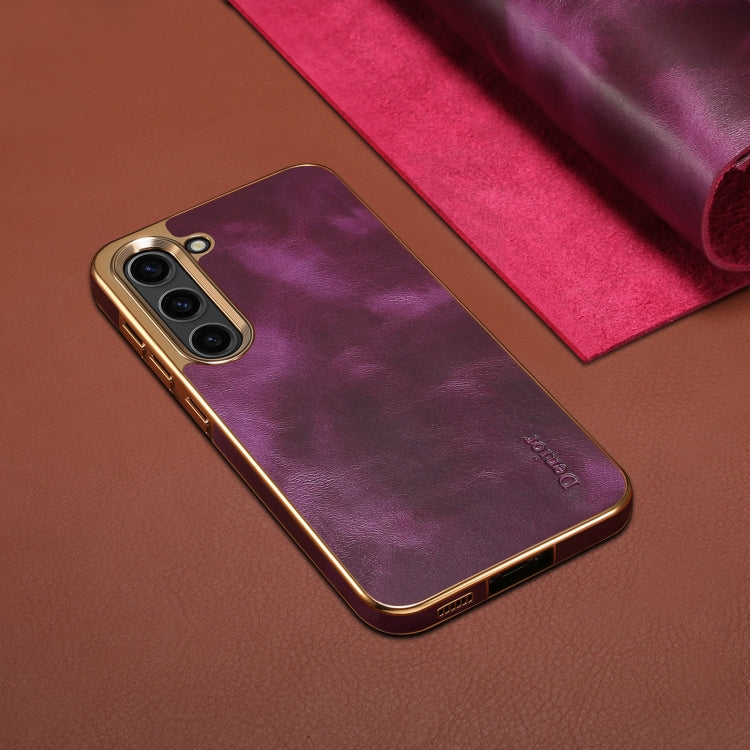 For Samsung Galaxy S23+ 5G Denior Oil Wax Leather Electroplating Phone Case(Purple) - Galaxy S23+ 5G Cases by Denior | Online Shopping UK | buy2fix