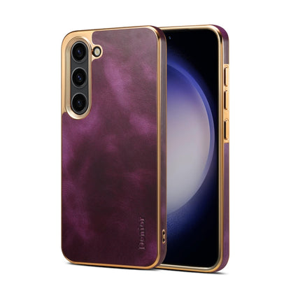 For Samsung Galaxy S23 5G Denior Oil Wax Leather Electroplating Phone Case(Purple) - Galaxy S23 5G Cases by Denior | Online Shopping UK | buy2fix