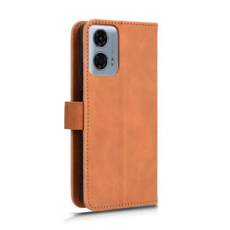 For Motorola Moto G Stylus 5G 2024 Skin Feel Magnetic Flip Leather Phone Case(Brown) - Motorola Cases by buy2fix | Online Shopping UK | buy2fix