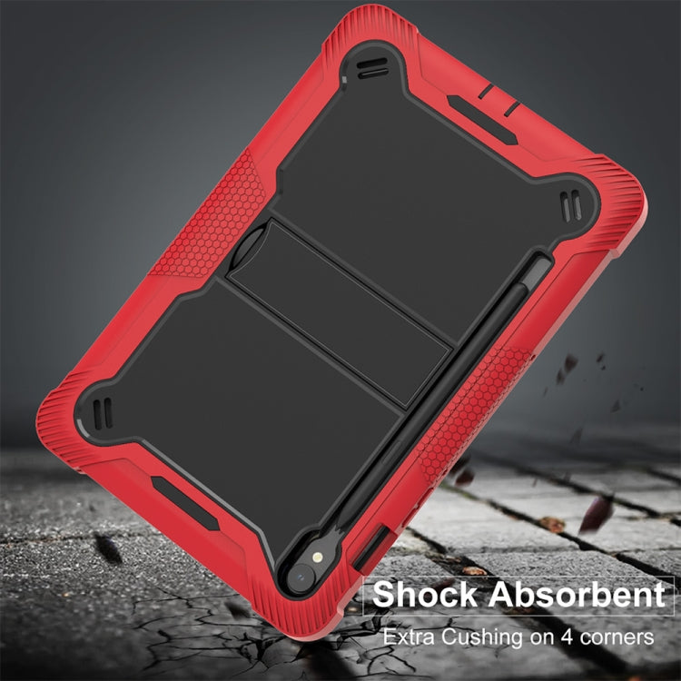 For Samsung Galaxy Tab S9 Shockproof Silicone Hybrid PC Tablet Case with Holder(Black + Red) - Galaxy Tab S9 Cases by buy2fix | Online Shopping UK | buy2fix