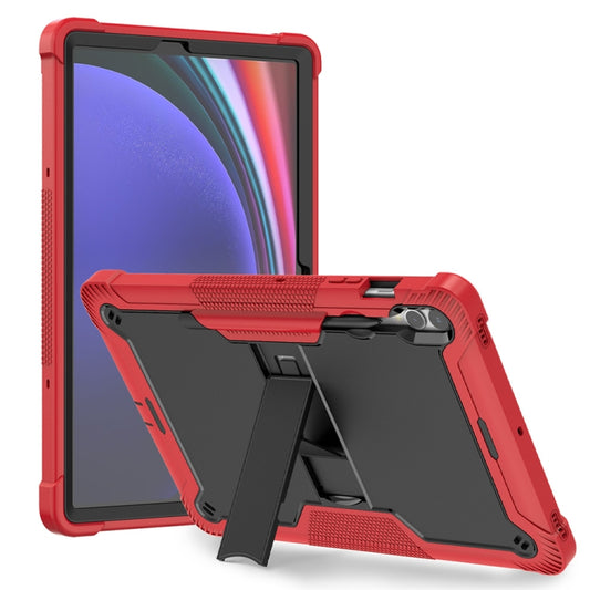 For Samsung Galaxy Tab S9+ Shockproof Silicone Hybrid PC Tablet Case with Holder(Black + Red) - Galaxy Tab S9+ Cases by buy2fix | Online Shopping UK | buy2fix