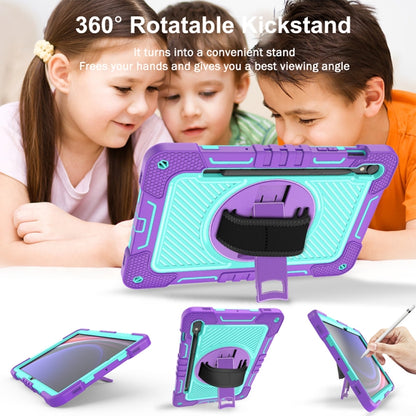 For Samsung Galaxy Tab S9 360 Degree Rotation PC Contrast Silicone Tablet Case(Purple + Mint Green) - Galaxy Tab S9 Cases by buy2fix | Online Shopping UK | buy2fix