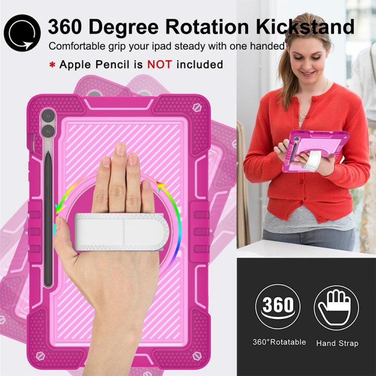 For Samsung Galaxy Tab S9+ 360 Degree Rotation PC Contrast Silicone Tablet Case(Rose Red + Pink) - Galaxy Tab S9+ Cases by buy2fix | Online Shopping UK | buy2fix