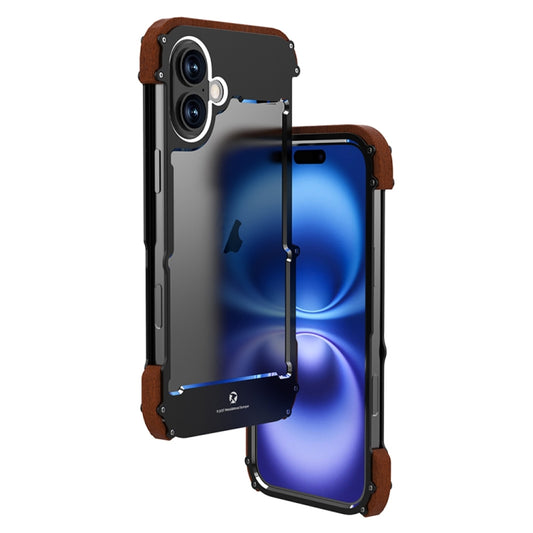 For iPhone 16 Plus R-JUST Ironwood Generation Metal Hybrid Wood Phone Case - iPhone 16 Plus Cases by R-JUST | Online Shopping UK | buy2fix