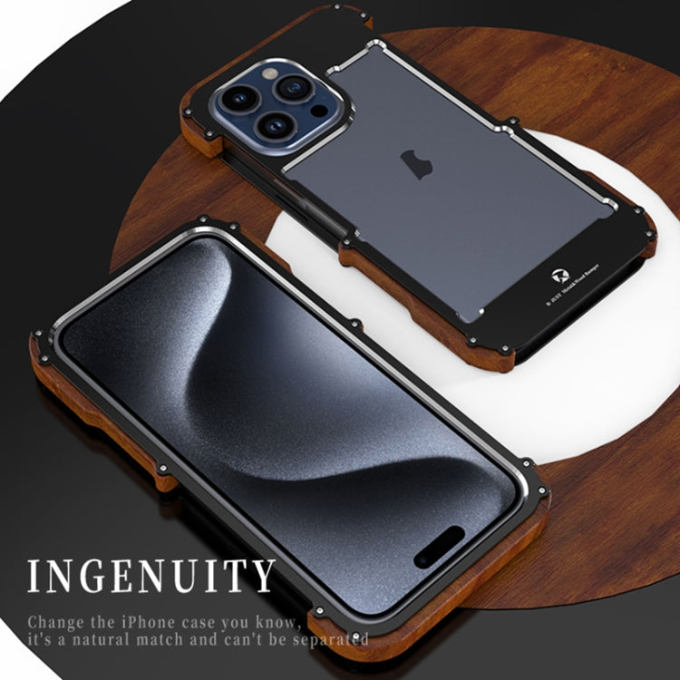 For iPhone 16 Plus R-JUST Ironwood Generation Metal Hybrid Wood Phone Case - iPhone 16 Plus Cases by R-JUST | Online Shopping UK | buy2fix