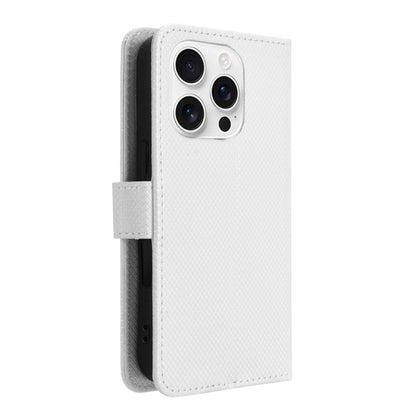 For iPhone 16 Pro Diamond Texture Leather Phone Case(White) - iPhone 16 Pro Cases by buy2fix | Online Shopping UK | buy2fix