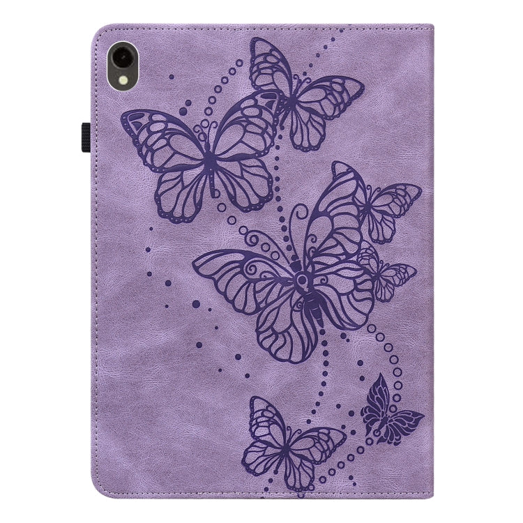 For Samsung Galaxy Tab S9 Embossed Butterfly Pattern Horizontal Flip Leather Tablet Case(Purple) - Galaxy Tab S9 Cases by buy2fix | Online Shopping UK | buy2fix