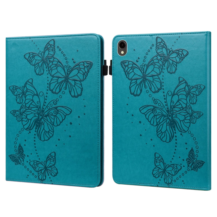 For Samsung Galaxy Tab S9 Embossed Butterfly Pattern Horizontal Flip Leather Tablet Case(Blue) - Galaxy Tab S9 Cases by buy2fix | Online Shopping UK | buy2fix