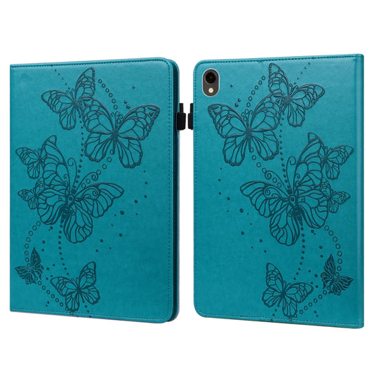 For Samsung Galaxy Tab S9 Embossed Butterfly Pattern Horizontal Flip Leather Tablet Case(Blue) - Galaxy Tab S9 Cases by buy2fix | Online Shopping UK | buy2fix