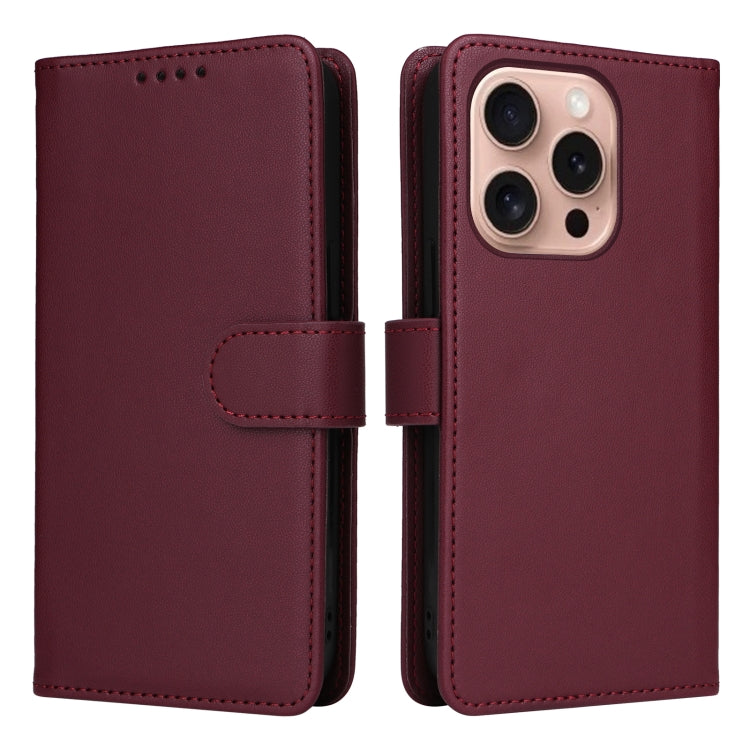 For iPhone 16 Pro BETOPNICE BN-005 2 in 1 Detachable Imitate Genuine Leather Phone Case(Wine Red) - iPhone 16 Pro Cases by BETOPNICE | Online Shopping UK | buy2fix