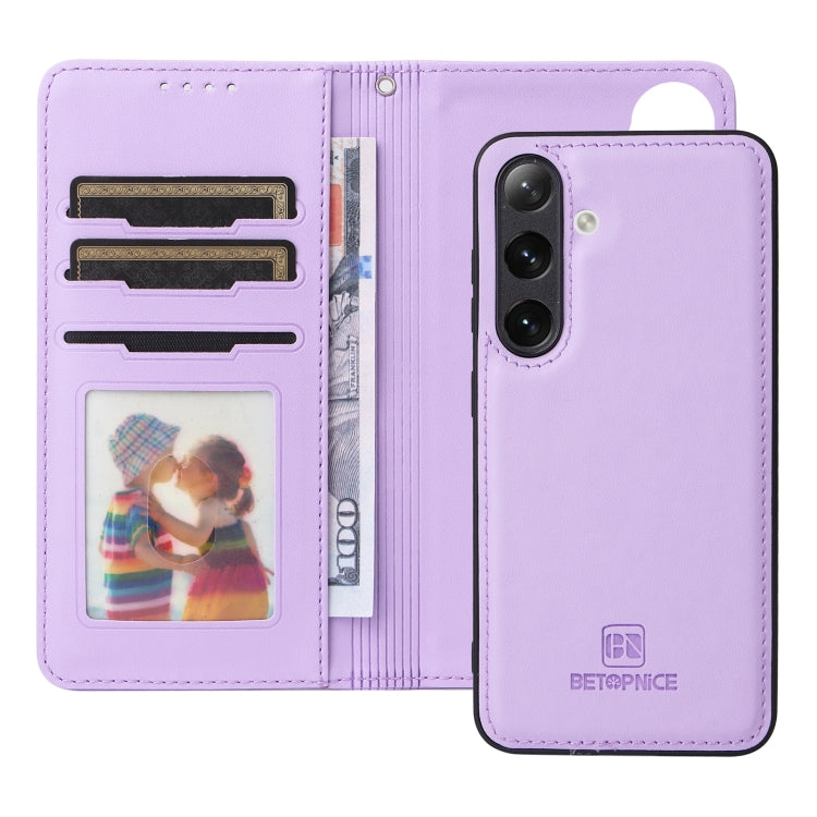 For Samsung Galaxy S24 5G BETOPNICE BN-005 2 in 1 Detachable Imitate Genuine Leather Phone Case(Light Purple) - Galaxy S24 5G Cases by BETOPNICE | Online Shopping UK | buy2fix