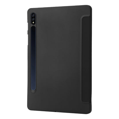 For Samsung Galaxy Tab S9+ 3-Fold Holder Silicone Leather Tablet Case(Black) - Galaxy Tab S9+ Cases by buy2fix | Online Shopping UK | buy2fix