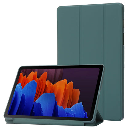 For Samsung Galaxy Tab S9 3-Fold Holder Silicone Leather Tablet Case(Dark Green) - Galaxy Tab S9 Cases by buy2fix | Online Shopping UK | buy2fix