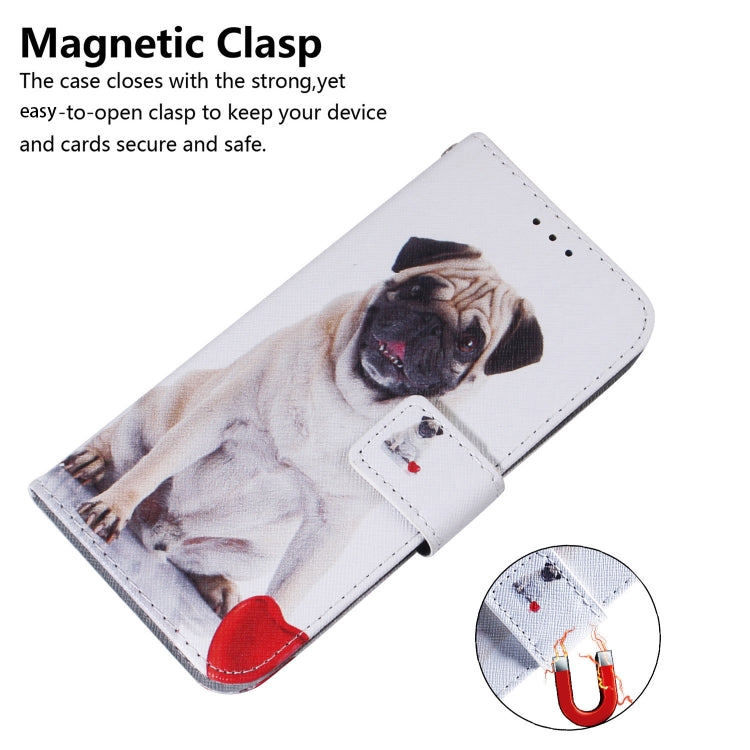 For Motorola Moto G Play 4G 2024 Coloured Drawing Flip Leather Phone Case(Pug) - Motorola Cases by buy2fix | Online Shopping UK | buy2fix