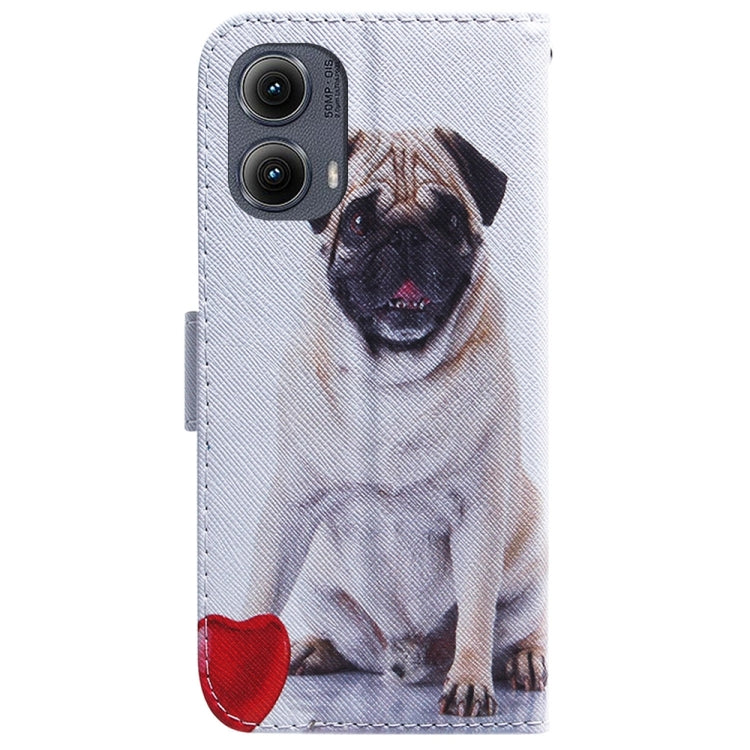 For Motorola Edge 2024 Coloured Drawing Flip Leather Phone Case(Pug) - Motorola Cases by buy2fix | Online Shopping UK | buy2fix