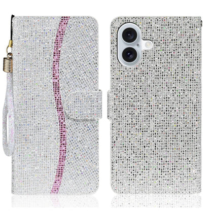 For iPhone 16 Plus Glitter Powder Filp Leather Phone Case(Silver) - iPhone 16 Plus Cases by buy2fix | Online Shopping UK | buy2fix