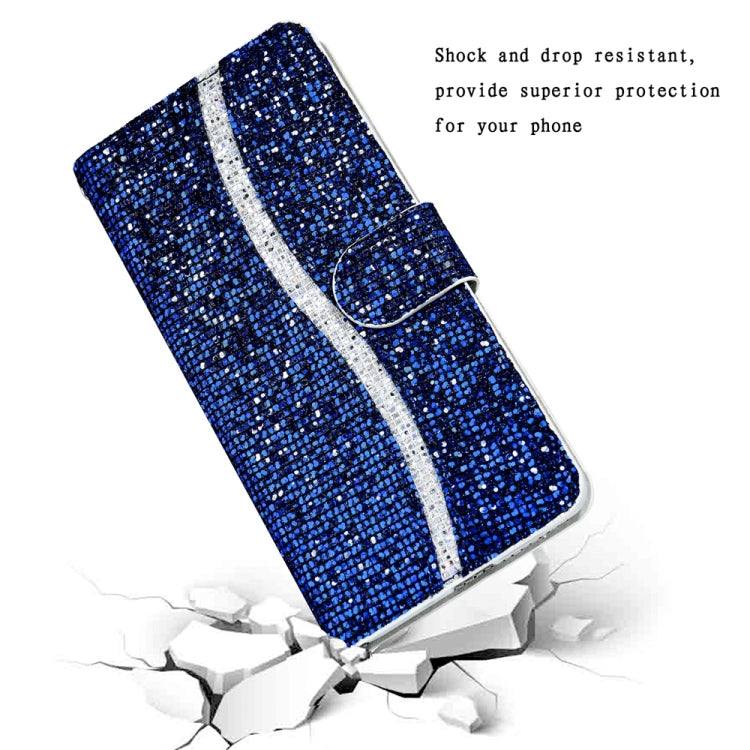 For iPhone 16 Glitter Powder Filp Leather Phone Case(Blue) - iPhone 16 Cases by buy2fix | Online Shopping UK | buy2fix