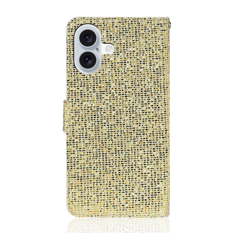 For iPhone 16 Glitter Powder Filp Leather Phone Case(Gold) - iPhone 16 Cases by buy2fix | Online Shopping UK | buy2fix