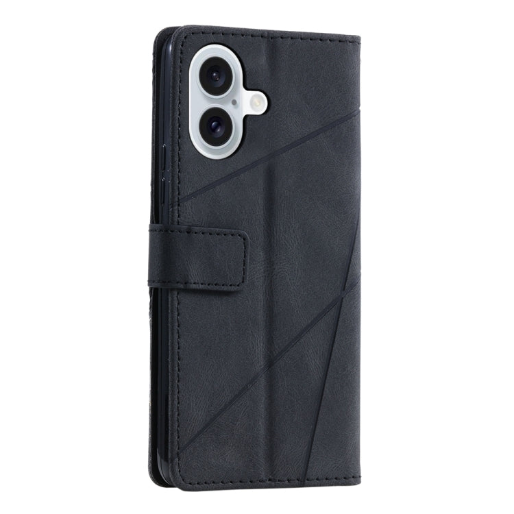 For iPhone 16 Skin Feel Splicing Leather Phone Case(Black) - iPhone 16 Cases by buy2fix | Online Shopping UK | buy2fix