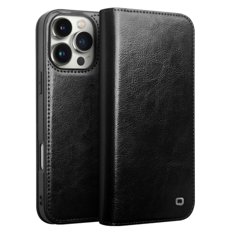 For iPhone 16 Pro QIALINO Classic Genuine Leather Phone Case(Black) - iPhone 16 Pro Cases by QIALINO | Online Shopping UK | buy2fix