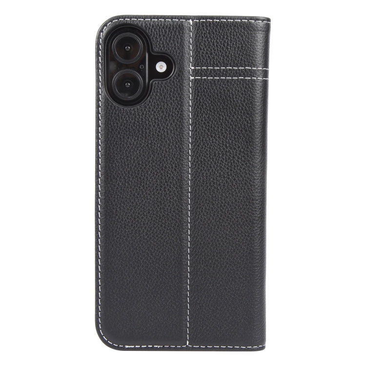 For iPhone 16 Plus GEBEI Top-grain Horizontal Flip Leather Phone Case(Black) - iPhone 16 Plus Cases by GEBEI | Online Shopping UK | buy2fix