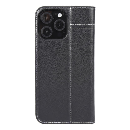 For iPhone 16 Pro Max GEBEI Top-grain Horizontal Flip Leather Phone Case(Black) - iPhone 16 Pro Max Cases by GEBEI | Online Shopping UK | buy2fix