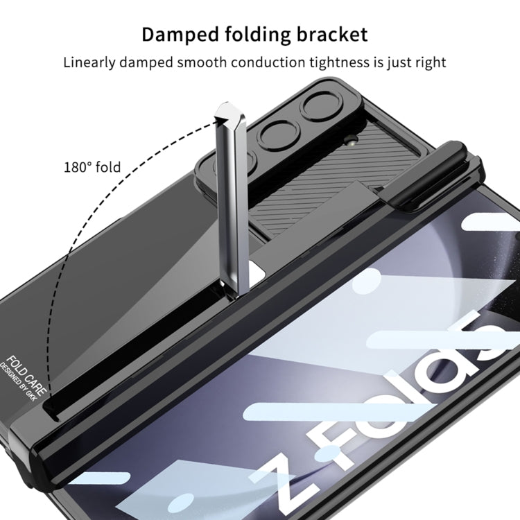 For Samsung Galaxy Z Fold5 5G GKK Integrated Push Lens Window Fold Hinge Phone Case with Pen Slots(Blue) - Galaxy Z Fold5 Cases by GKK | Online Shopping UK | buy2fix