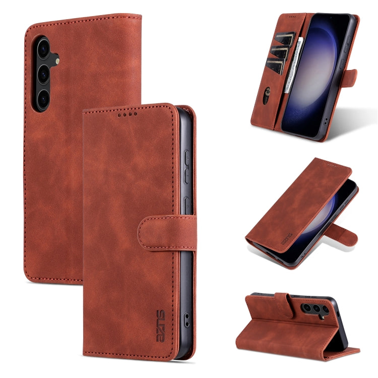 For Samsung Galaxy S24 5G AZNS Skin Feel Calf Texture Flip Leather Phone Case(Brown) - Galaxy S24 5G Cases by AZNS | Online Shopping UK | buy2fix