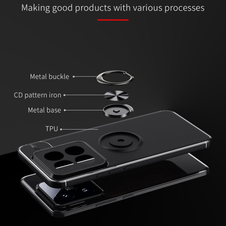 For Xiaomi 14 Pro Metal Ring Holder TPU Phone Case(Black+Red) - 14 Pro Cases by buy2fix | Online Shopping UK | buy2fix
