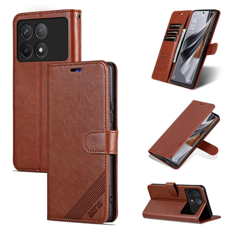 For Xiaomi Redmi K70 / K70 Pro AZNS Sheepskin Texture Flip Leather Phone Case(Brown) - K70 Pro Cases by AZNS | Online Shopping UK | buy2fix