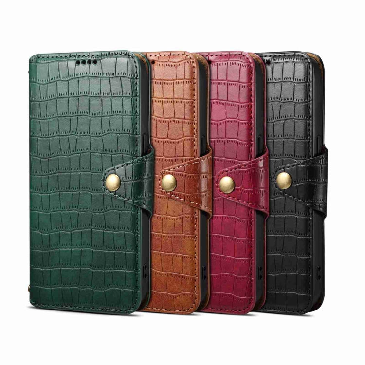 For iPhone 16 Pro Denior Crocodile Texture Oil Edge Leather Phone Case(Green) - iPhone 16 Pro Cases by Denior | Online Shopping UK | buy2fix