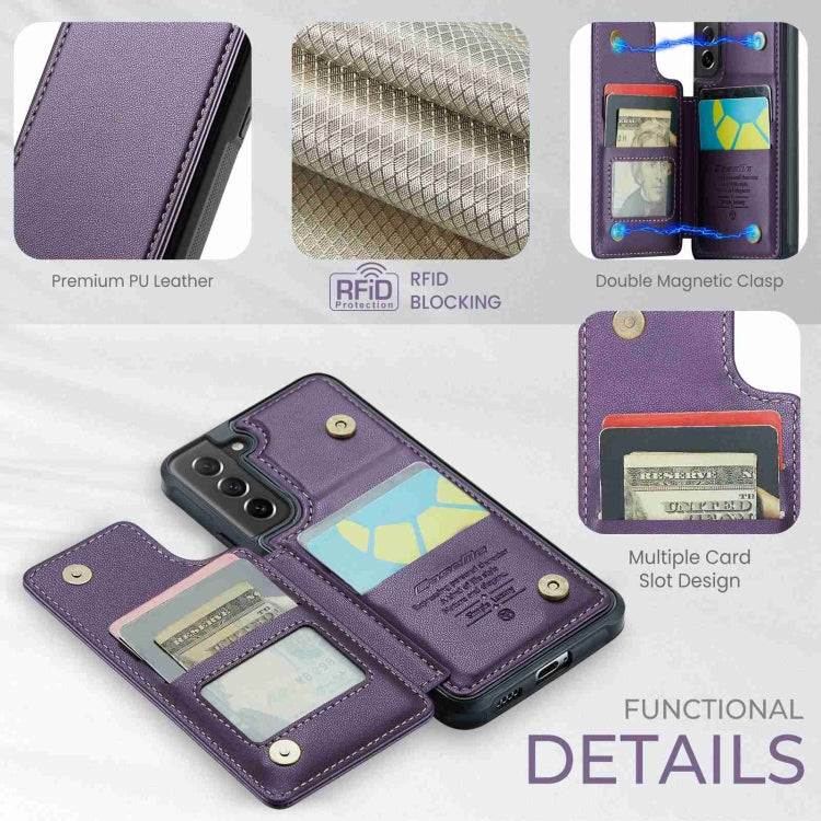 For Samsung Galaxy S21 FE 5G CaseMe C22 Card Slots Holder RFID Anti-theft Phone Case(Purple) - Galaxy Phone Cases by CaseMe | Online Shopping UK | buy2fix