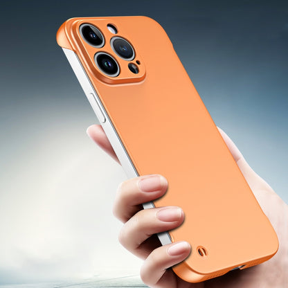 For iPhone 15 Frameless Metallic Paint Hybrid PC Phone Case(Orange) - iPhone 15 Cases by buy2fix | Online Shopping UK | buy2fix