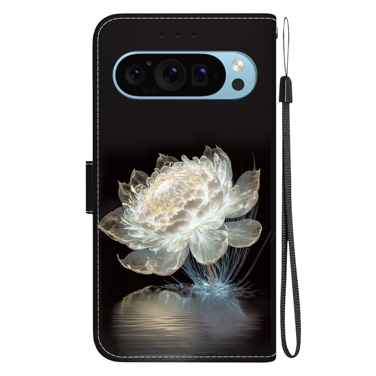 For Google Pixel 9 Pro Crystal Texture Colored Drawing Leather Phone Case(Crystal Peony) - Google Cases by buy2fix | Online Shopping UK | buy2fix