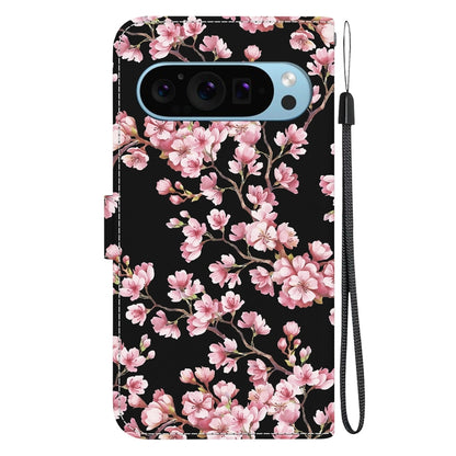 For Google Pixel 9 Pro Crystal Texture Colored Drawing Leather Phone Case(Plum Bossom) - Google Cases by buy2fix | Online Shopping UK | buy2fix