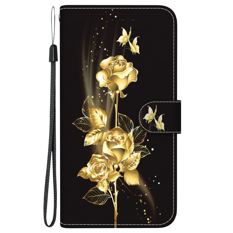 For Google Pixel 9 Crystal Texture Colored Drawing Leather Phone Case(Gold Butterfly Rose) - Google Cases by buy2fix | Online Shopping UK | buy2fix