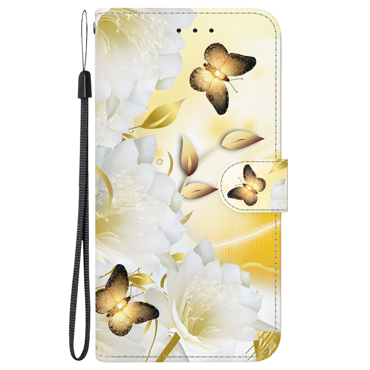 For Google Pixel 9 Crystal Texture Colored Drawing Leather Phone Case(Gold Butterfly Epiphyllum) - Google Cases by buy2fix | Online Shopping UK | buy2fix