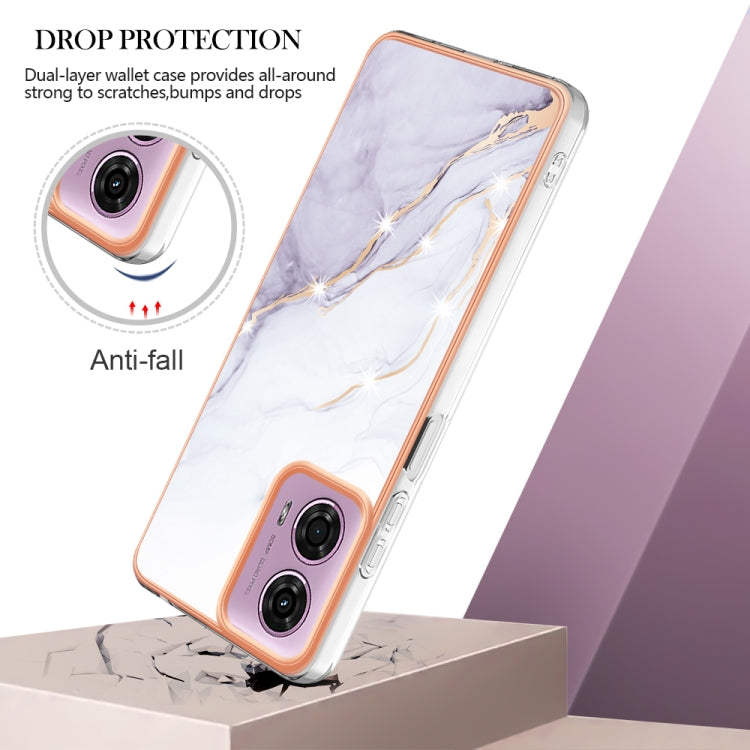 For Motorola Moto G24 4G / G04 4G Electroplating Marble Dual-side IMD Phone Case(White 006) - Motorola Cases by buy2fix | Online Shopping UK | buy2fix