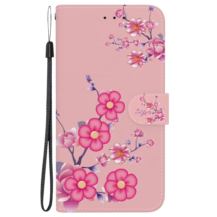 For iPhone 16 Pro Max Crystal Texture Colored Drawing Leather Phone Case(Cherry Blossoms) - iPhone 16 Pro Max Cases by buy2fix | Online Shopping UK | buy2fix