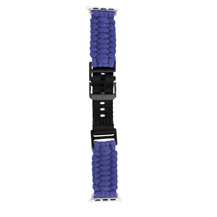 For Apple Watch Ultra 2 49mm Paracord Plain Braided Webbing Buckle Watch Band(Blue) - Watch Bands by buy2fix | Online Shopping UK | buy2fix