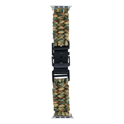 For Apple Watch Ultra 2 49mm Paracord Plain Braided Webbing Buckle Watch Band(Army Green Camouflage) - Watch Bands by buy2fix | Online Shopping UK | buy2fix