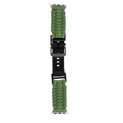 For Apple Watch Ultra 49mm Paracord Plain Braided Webbing Buckle Watch Band(Army Green) - Watch Bands by buy2fix | Online Shopping UK | buy2fix