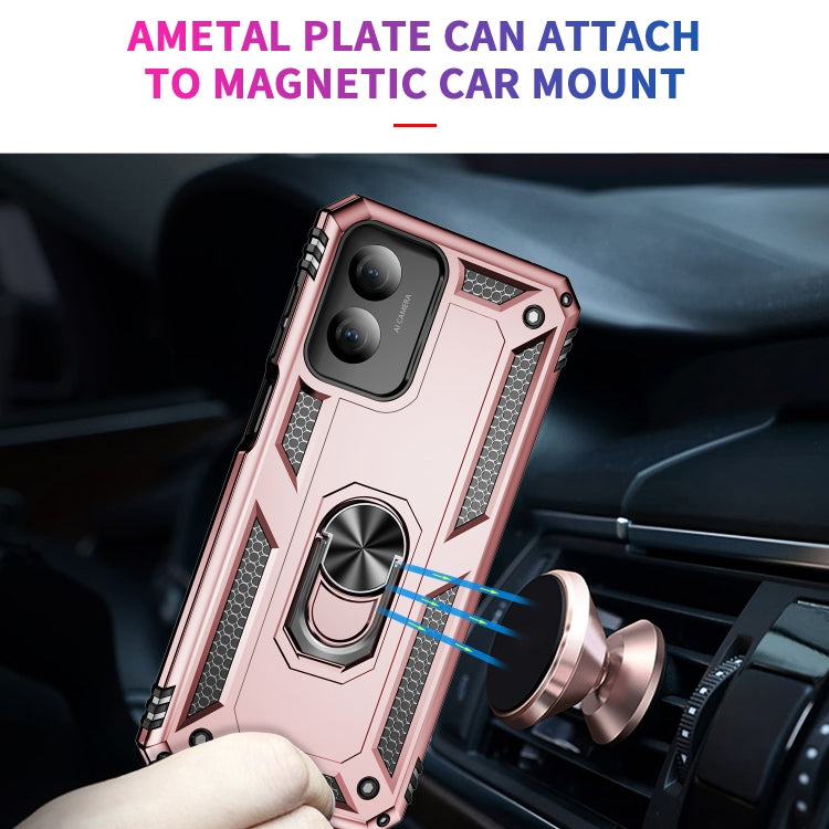 For Motorola Moto G Play 4G 2024 Shockproof TPU + PC Phone Case with Holder(Rose Gold) - Motorola Cases by buy2fix | Online Shopping UK | buy2fix